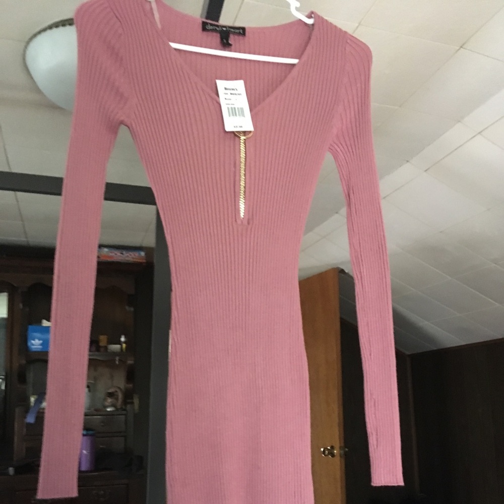 Ribbed sweater dress.